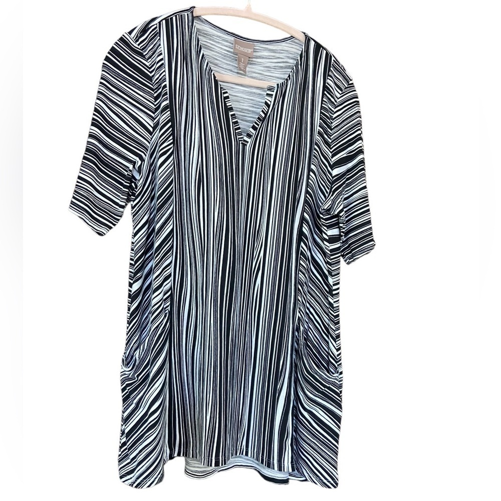Chico’s Stripe Tunic W/Pockets